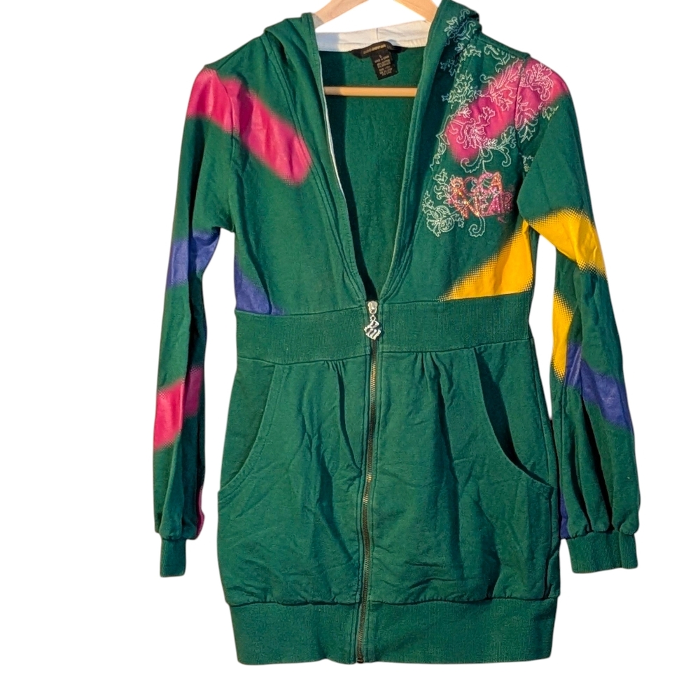 Rocawear Multicolor Y2k Hoodie Jacket Hip Hop Casual Skater Bling Logo